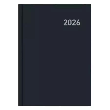Agenda 2026 Modelo París tapa dura color negro 21x15 cm con cinta marcapáginas para planificación de tareas