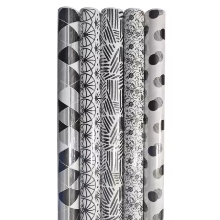 Pack 5 Rollos Papel de Regalo Black White 70x200 cm Navidad Pack 5 Rollos Papel de Regalo Black White 70x200 cm Navidad