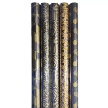 Pack 5 rollos papel de regalo Black & Gold 70x200 Pack 5 rollos papel de regalo Black & Gold 70x200
