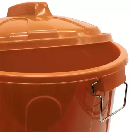 Tradineur - Cubo de basura de plástico resistente con tapa y asas metálicas, contenedor de residuos, papelera, reciclaje, indust Tradineur - Cubo de basura de plástico resistente con tapa y asas metálicas, contenedor de residuos, papelera, reciclaje, indust