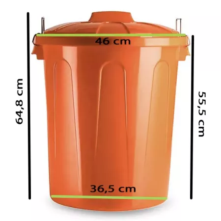 Tradineur - Cubo de basura de plástico resistente con tapa y asas metálicas, contenedor de residuos, papelera, reciclaje, indust Tradineur - Cubo de basura de plástico resistente con tapa y asas metálicas, contenedor de residuos, papelera, reciclaje, indust