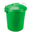 Tradineur - Cubo de basura de plástico, 7 litros, incluye tapa y asas metálicas, contenedor de residuos, papelera, reciclaje, industrial, hogar, fabricado en España, 30,2 x 23 cm, color aleatorio