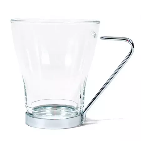 Pack 6 Tazas de Vidrio con Asa Metálica 230 ml - Café y Té Pack 6 Tazas de Vidrio con Asa Metálica 230 ml - Café y Té