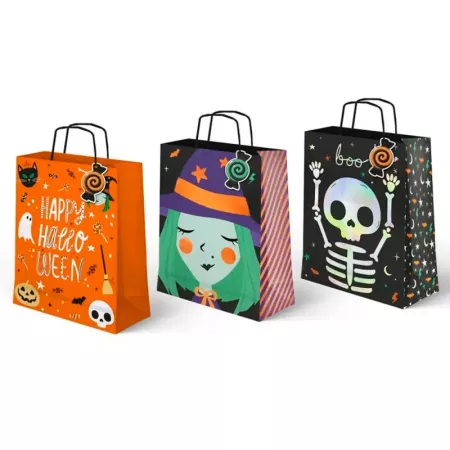 Pack 3 bolsas papel Halloween Truco o Trato 18x10x24 cm Pack 3 bolsas papel Halloween Truco o Trato 18x10x24 cm