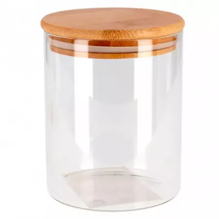 Tarro de Cristal Borosilicato 600 ml con Tapa de Bambú Tarro de Cristal Borosilicato 600 ml con Tapa de Bambú