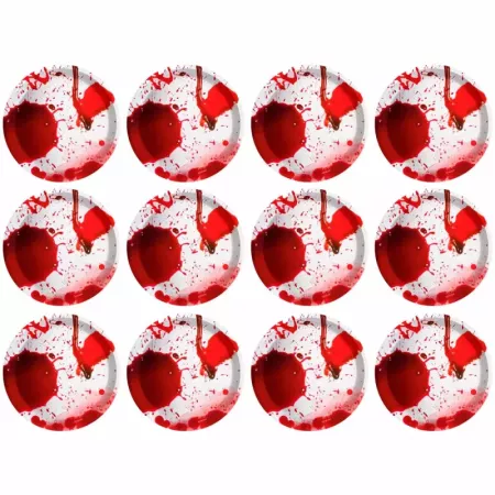 Pack 12 Platos Postre Halloween Sangre Desechables 23 cm