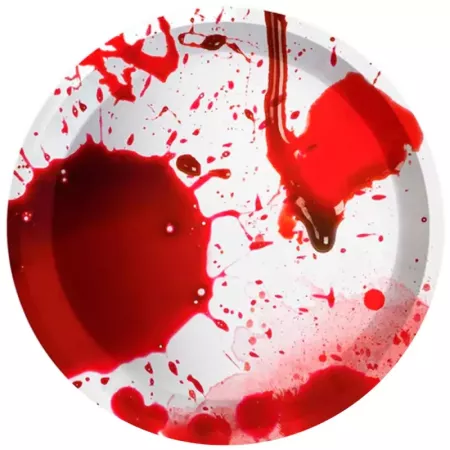 Pack 12 Platos Postre Halloween Sangre Desechables 23 cm
