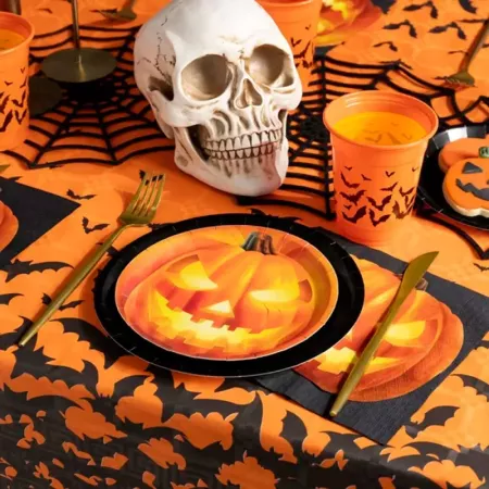 Pack 12 Platos Halloween Calabaza 23 cm Desechables Eco Pack 12 Platos Halloween Calabaza 23 cm Desechables Eco