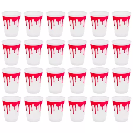 Pack 24 Vasos Halloween Sangre Reciclables para Fiestas