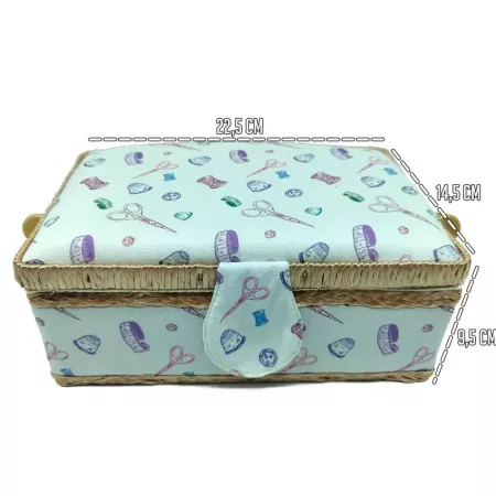 Tradineur - Caja de Costura Portátil Rectangular - Fabricado en Madera y Poliéster - Cuenta con Bandeja de 4 Compartimentos - Id