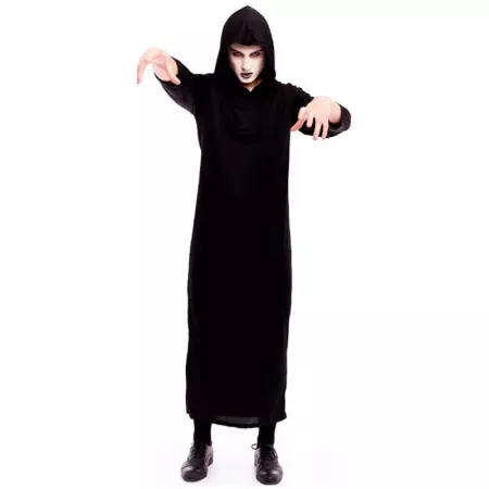 Túnica Negra XL con Capucha – Perfecta para Halloween y Carnaval
