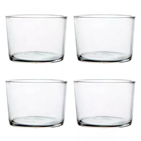 Tradineur - Set de 4 vasos de cristal, modelo Chiquito, servir licores, whisky, vino, diseño minimalista, aptos para lavavajilla