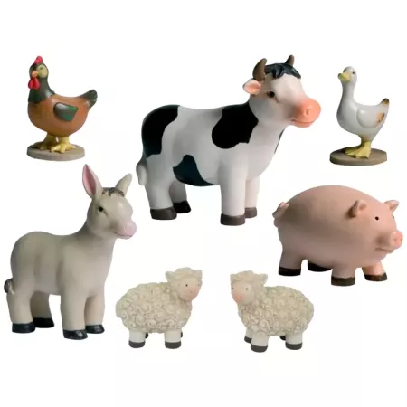 Set 7 Figuras Animales Belén Navidad - Divertido Adorno