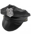 Tradineur - Gorra de policía para adulto, 100% poliéster, sombrero, gorro para disfraz de agente de la ley, accesorio de carnaval, Halloween, cosplay, fiestas (Negro, 25 x 25 x 17 cm)