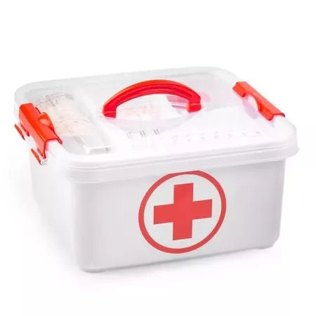 Tradineur - Caja de botiquín de 5 Litros - Fabricado en Plástico - Cierre Seguro - Incluye Bandeja - Almacenamiento de primero a