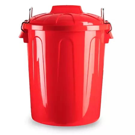 Tradineur - Cubo de basura de plástico - Incluye tapa y asas metálicas - Fabricado en España - Contenedor de residuos - Capacida