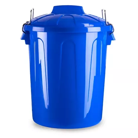 Tradineur - Cubo de basura de plástico - Incluye tapa y asas metálicas - Fabricado en España - Contenedor de residuos - Capacida