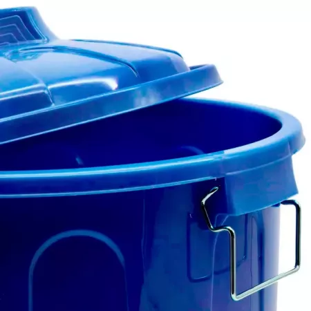 Tradineur - Cubo de basura de plástico - Incluye tapa y asas metálicas - Fabricado en España - Contenedor de residuos - Capacida