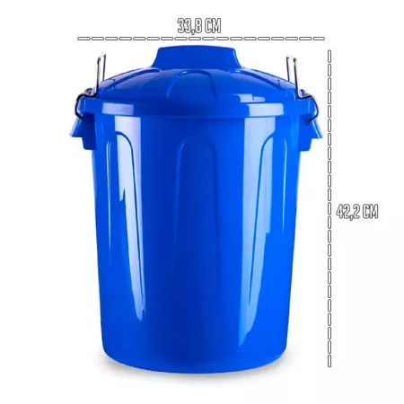 Tradineur - Cubo de basura de plástico - Incluye tapa y asas metálicas - Fabricado en España - Contenedor de residuos - Capacida