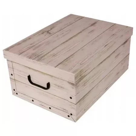 Caja plegable reciclada con asas, diseño madera clara 51x37x24cm Caja plegable reciclada con asas, diseño madera clara 51x37x24cm