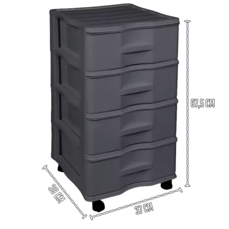 Tradineur - Cajonera de Almacenamiento Wagon - 4 Cajones - Torre de Almacenamiento Multiusos para Oficina, hogar, Escuela, etc -