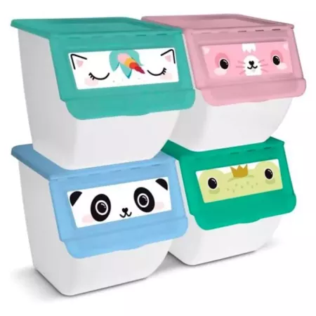 Tradineur - Contenedor apilable - Fabricado en plástico - Organizador para la basura, caja de almacenamiento de residuos, recicl