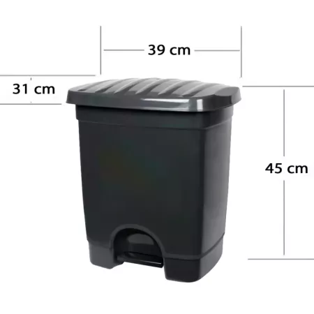 Tradineur - Cubo de basura de plástico con pedal, compartimento unitario, contenedor de residuos, papelera, cocina, fabricado en