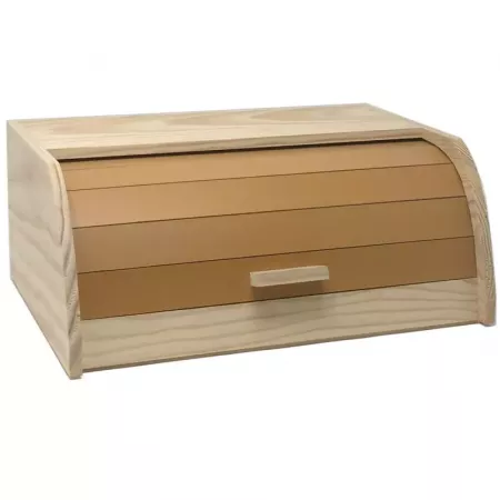Panera de Madera Natural con Tapa Corredera - 15x35x25 cm Panera de Madera Natural con Tapa Corredera - 15x35x25 cm