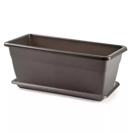 Tradineur - Jardinera con plato terracota - PLFT - Fabricado en Plástico - Macetero apto para Exterior e Interior del hogar - 40