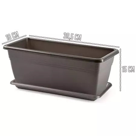 Tradineur - Jardinera con plato terracota - PLFT - Fabricado en Plástico - Macetero apto para Exterior e Interior del hogar - 40