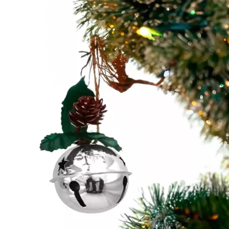 Pack 4 Cascabeles Navideños Plata Ø6cm con Piñas Decorativas