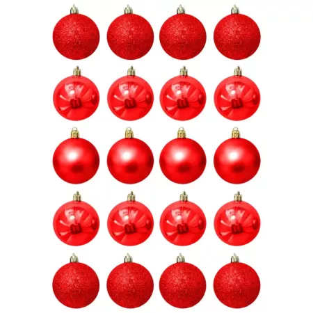 Pack 20 Bolas de Navidad Rojas 4 cm con Cordón Dorado