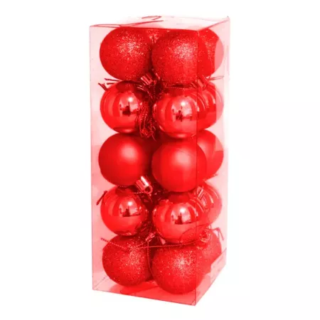 Pack 20 Bolas de Navidad Rojas 4 cm con Cordón Dorado