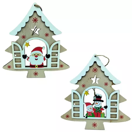 Pack 2 Colgantes Madera Navideños Balcón Decoración Festiva