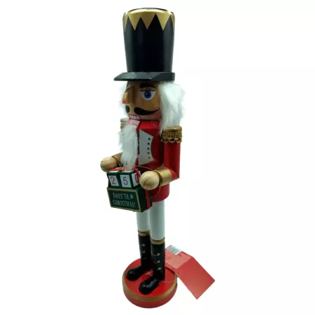 Figura Cascanueces Madera con Calendario Navideño 38 cm