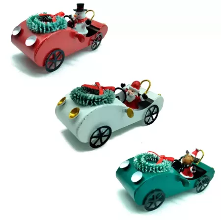 Coche Colgante Metal Navidad 11x4,5 cm - Decoración Festiva