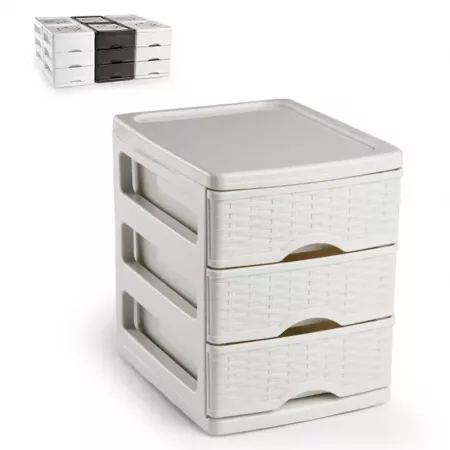 Cajonera Turia 3 Cajones Plástico Resistente para Escritorio Cajonera Turia 3 Cajones Plástico Resistente para Escritorio