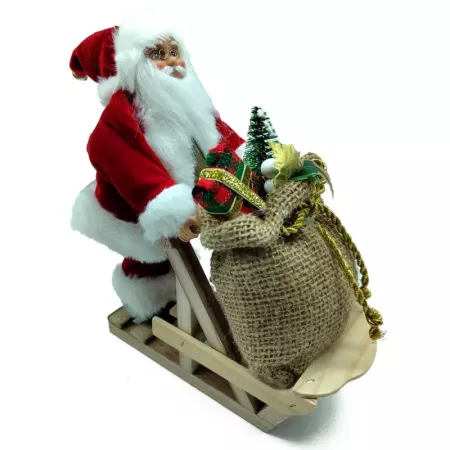 Figura Papa Noel en Trineo de Nieve Navidad 23x10x19 cm