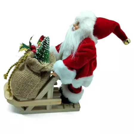 Figura Papa Noel en Trineo de Nieve Navidad 23x10x19 cm