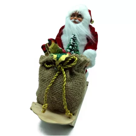 Figura Papa Noel en Trineo de Nieve Navidad 23x10x19 cm