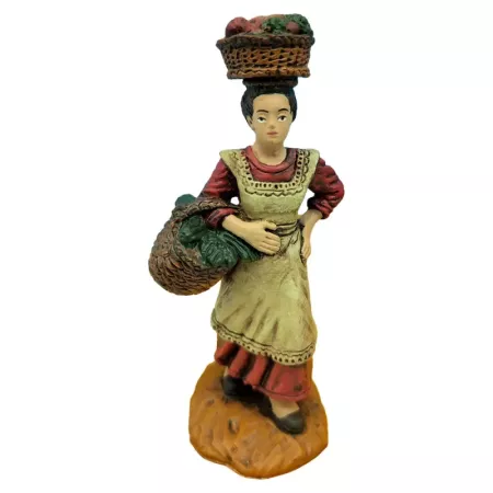 Set 2 Figuras Belén Carretillero y Mujer 10 cm Marmolina