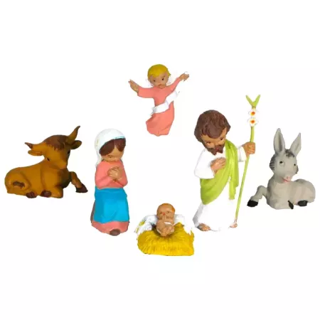 Set 6 Figuras Nacimiento Naïf en Marmolina – Decoración Navidad
