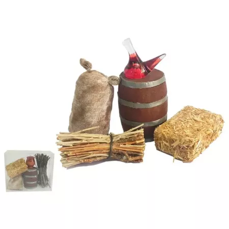 Pack Utensilios Resina Belén 5 cm: Barril, Saco, Porrón Navidad