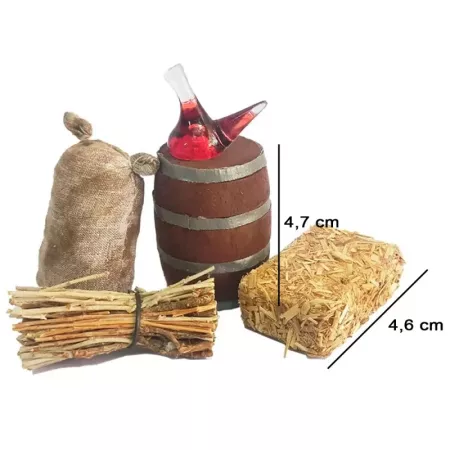 Pack Utensilios Resina Belén 5 cm: Barril, Saco, Porrón Navidad