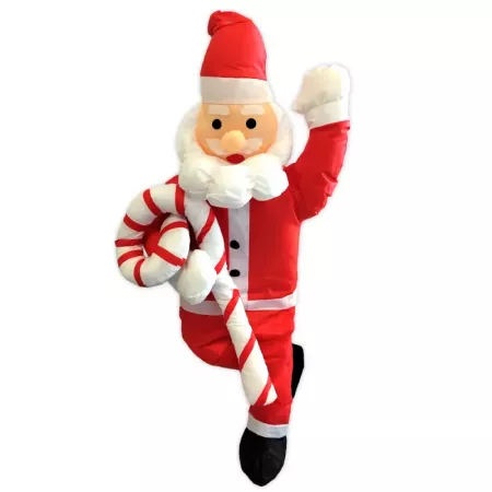 Muñeco de Papa Noel con Cuerda y Caramelo para Navidad Decoración 60 cm Poliéster y Algodón