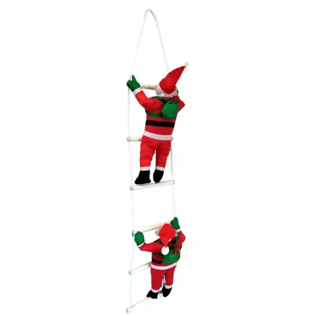 Muñeco de Papa Noel en escaleras de 6 peldaños para Navidad decoración 120 cm poliéster y algodón