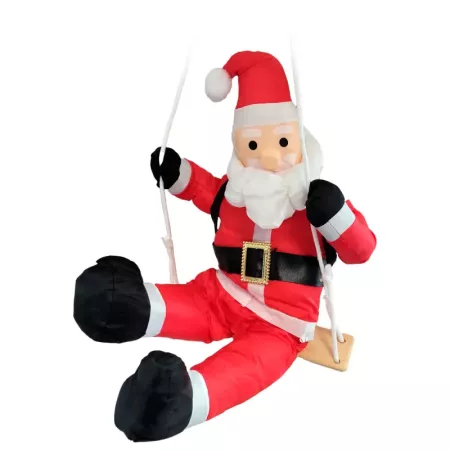 Muñeco de Papa Noel en columpio para Navidad decoración con poliéster algodón y madera altura 60 cm