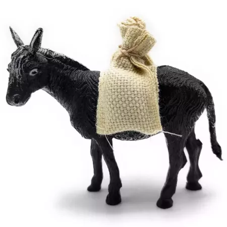 Figura de Burro con Sacos 10 cm para Belén Navideño Tradicional Figura de Burro con Sacos 10 cm para Belén Navideño Tradicional