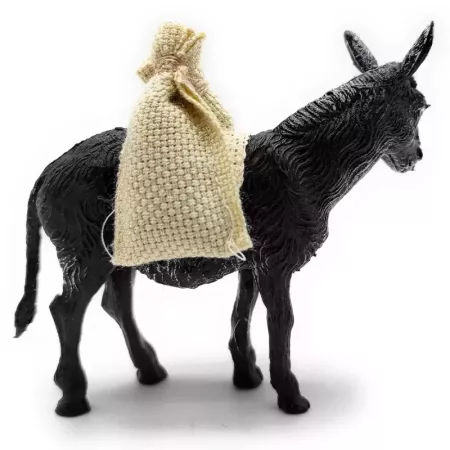 Figura de Burro con Sacos 10 cm para Belén Navideño Tradicional Figura de Burro con Sacos 10 cm para Belén Navideño Tradicional
