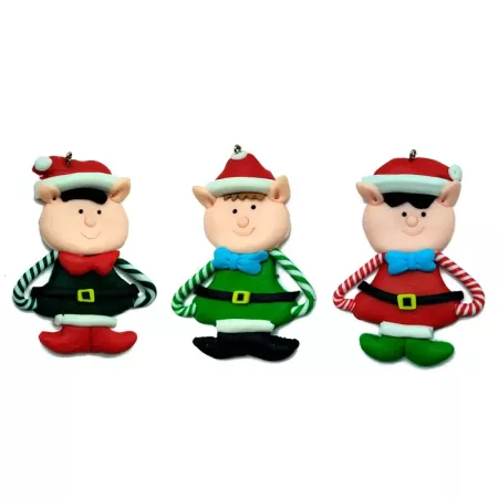 Pack 3 Elfos Colgantes Navidad 8 cm Decoración Colorida